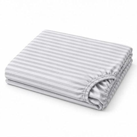 Простирадло на гумці 150&times;220&times;20 см PERYNKA зі сатину WHITE SE-2903108133-150-220 фото