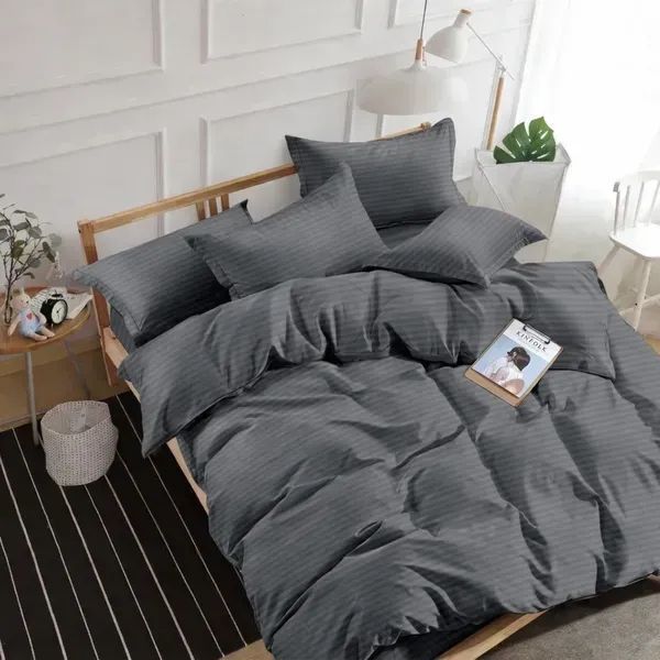 Простирадло класичне 220&times;240 см PERYNKA зі сатину GREY SC-2903108161-220-240 фото