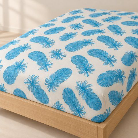 Простирадло на гумці PERYNKA 200&times;220&times;20 см з байки Blue Feather FS-FL-20022020-BLUEFEATHER фото
